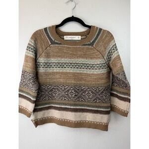 ZARA Knits Boho Brown Hues Striped Sweater Size M